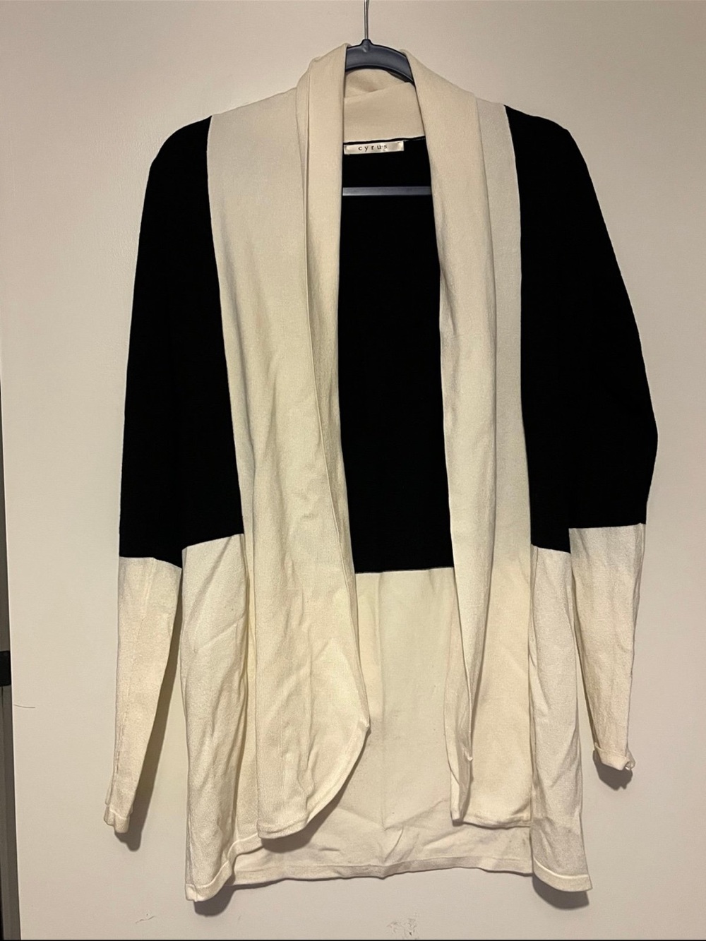 Black & Cream Open Front Women's Cardigan